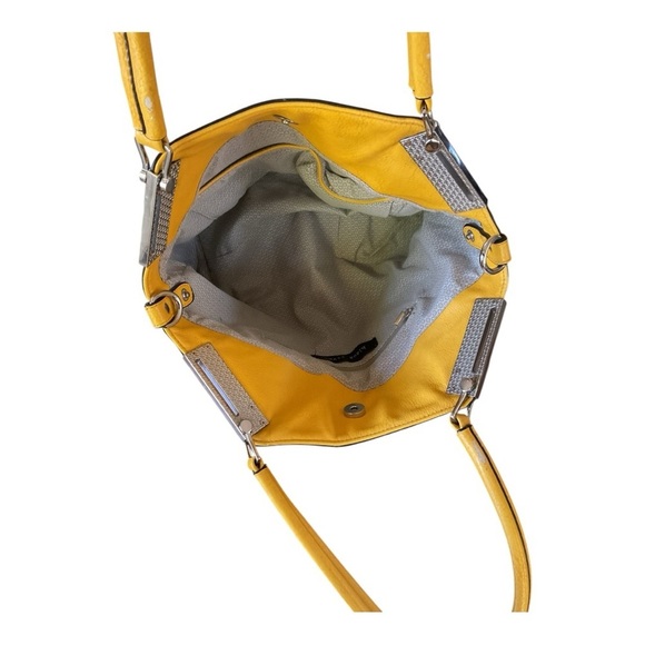 Black Rivet Yellow Faux Leather Shoulder Bag - Picture 5 of 10